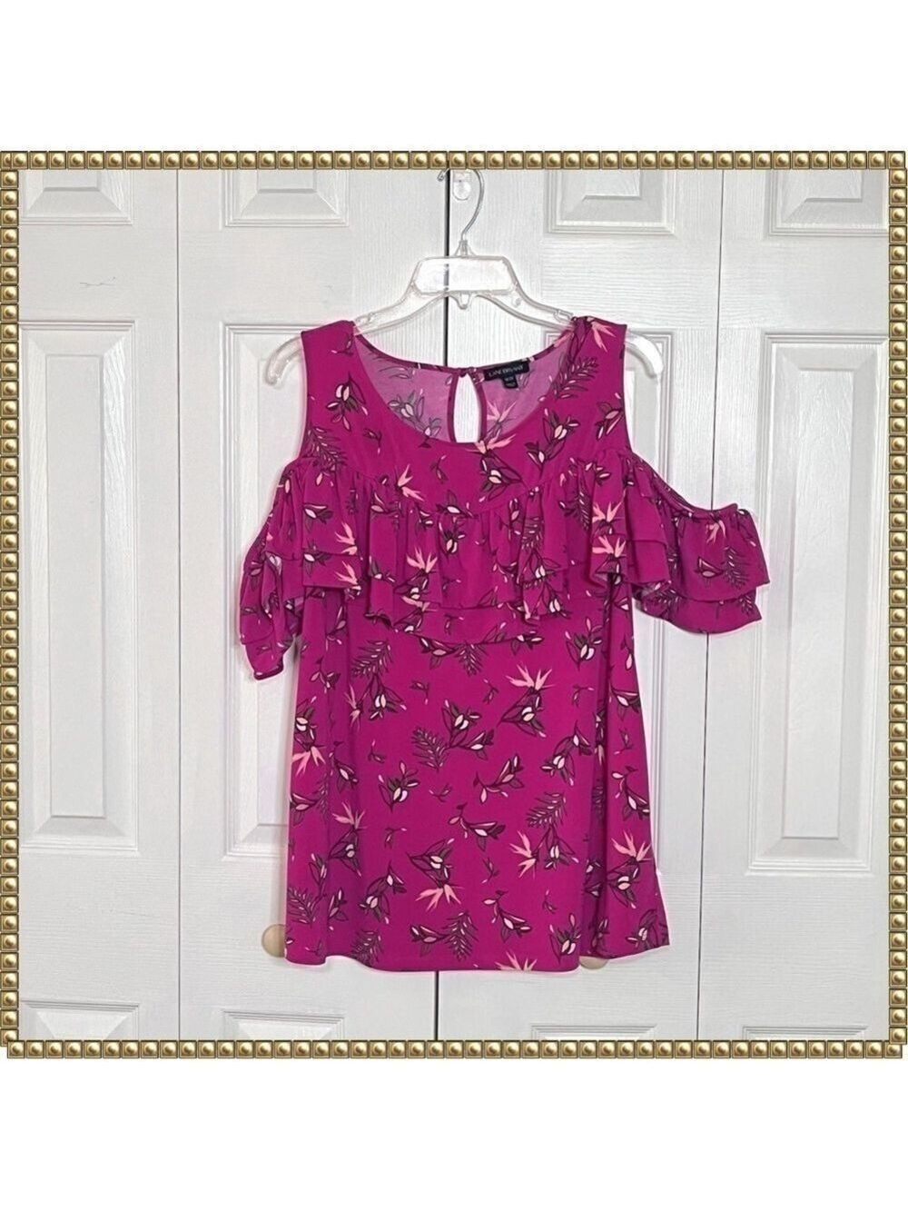 Lane Bryant Pink Floral Cold Shoulder Blouse 18 20